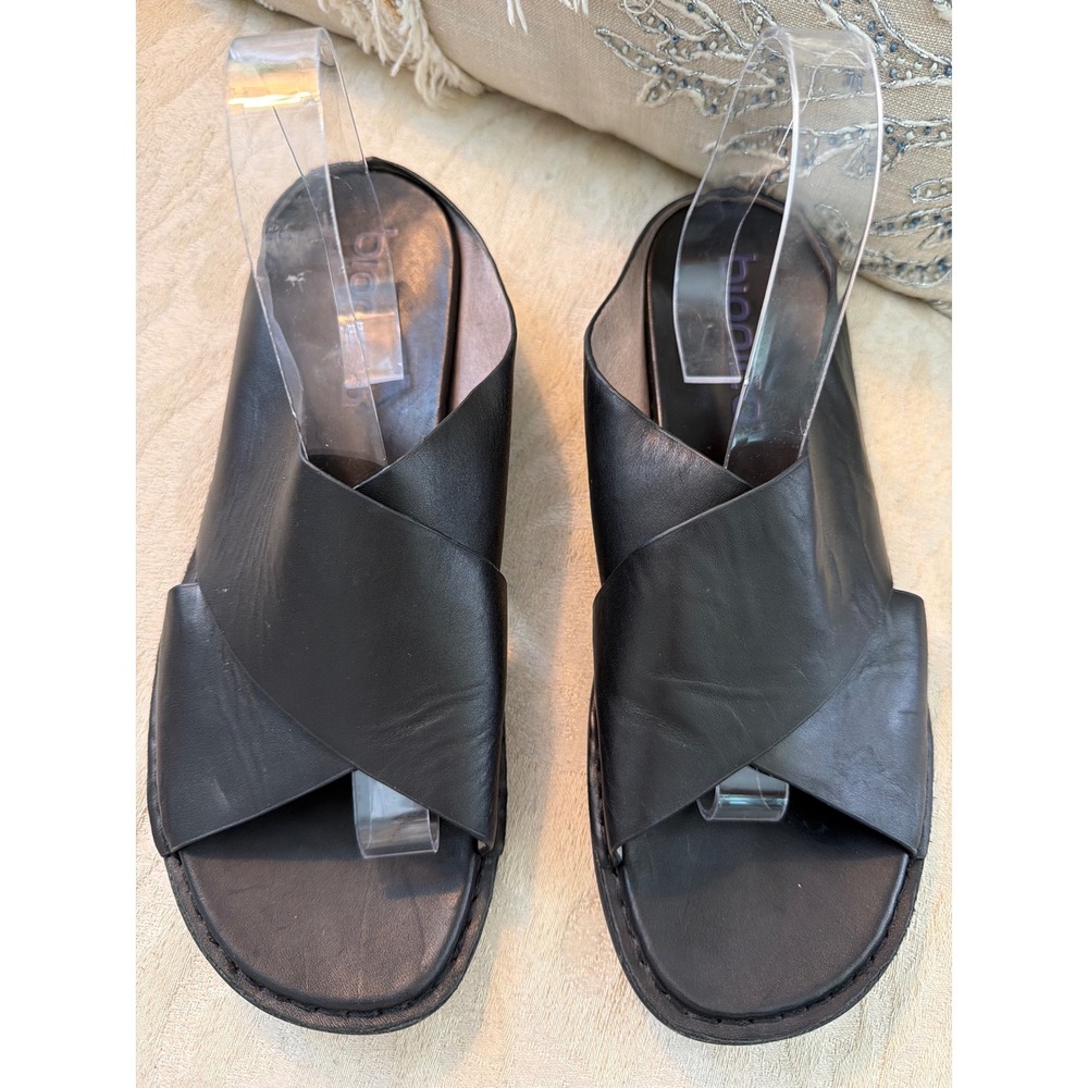 Bionica Black Leather Slide Sandals Women's Size 11 Comfort Slip On